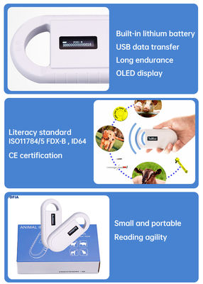 Lettore di microchip RFID per animali portatile Fofia PT160, plastica, 134,2 kHz, schermo OLED, batteria al litio USB, certificato CE, ISO, 5-10 cm