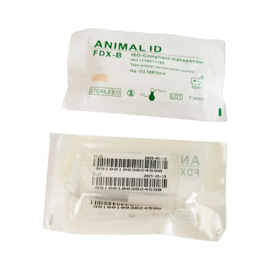 ISO 11784/5 FDX-B 134.2KHz Microchip impiantabile per l'identificazione degli animali con etichetta in bioglass da 2,12*12 mm