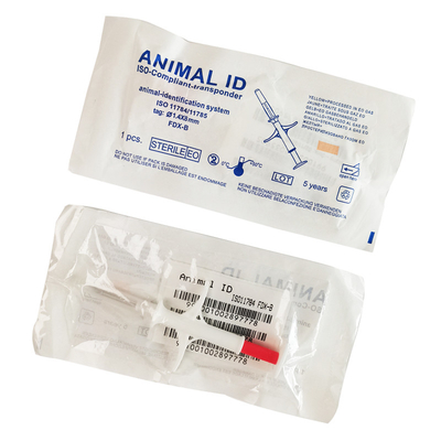 R/W standard ISO 11784/5 FDX-B Microchip di identificazione ISO in siringa bianca per l'identificazione degli animali