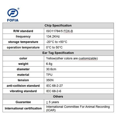 FULL ICAR RFID Animal Ear Tag Suino Bovini e pecore Tag auricolare elettronico-FOFIA
