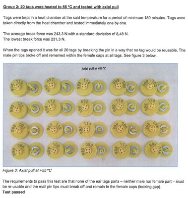 Tag auricolare RFID idrografico conforme ISO11784/5 FDX-B per animali da allevamento con tensione 350N