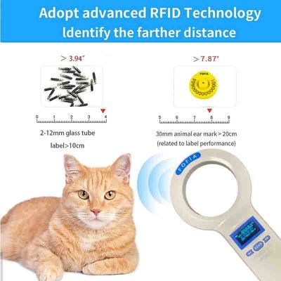 Scanner per microchip per animali PT200 progettato per leggere informazioni su microchip e temperatura compatibili con 1000 dati memorizzati