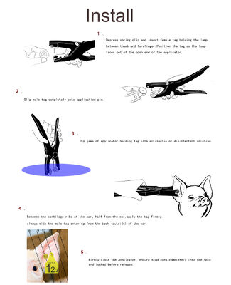 0.5 Applicatore universale di etichette auricolari per bestiame per bovini, vitelli, suini, capre, pecore, agnelli e altri animali