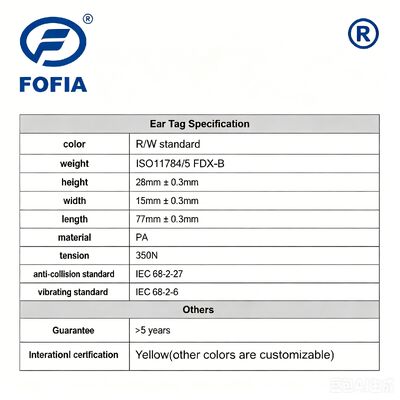 Tag auricolare elettronico RFID resistente alle alte temperature e anti-discarico per pecore con materiale TPU