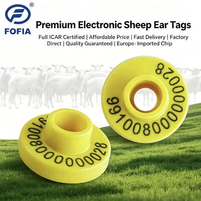 Etichette auricolari elettroniche RFID ICAR certificato ISO11784 85 FDX B conforme Materiale TPU impermeabile Progettazione durevole per la gestione degli animali