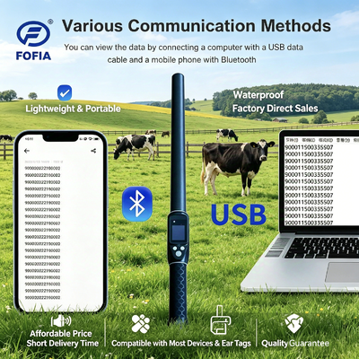 Compatto lettore RFID Stick Supporting ISO11784 85 FDX B HDX e ID64 Tag con Bluetooth 5 e alloggiamento impermeabile