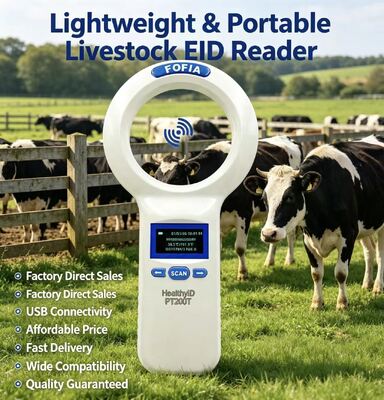 Scanner portatile a microchip RFID con batteria al litio ricaricabile per l'identificazione rapida degli animali e il monitoraggio veterinario