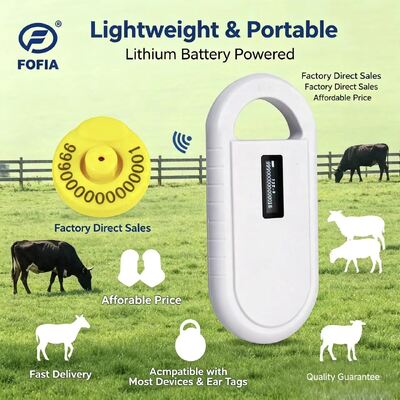 Scanner per microchip per animali con supporto per la lettura dei dati di microchip e di temperatura compatibile con i chip di temperatura della serie HT001