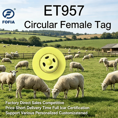 Tag auricolare elettronico TPU certificato ICAR per il bestiame con tensione 350N e tracciamento RFID