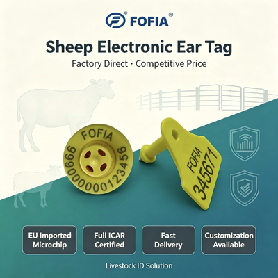 Marchio auricolare elettronico dotato di materiale TPU durevole Certificato ICAR per l'identificazione del bestiame e l'efficienza di tracciamento