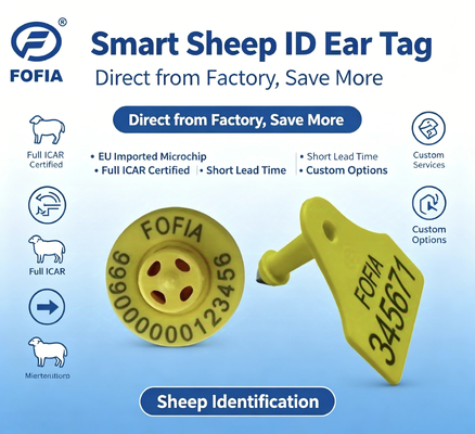 Tag auricolare RFID TPU certificato ICAR con tensione 350N per l'identificazione e il monitoraggio del bestiame