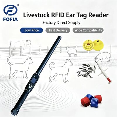 Durabile impermeabile a lungo raggio 134,2 kHz RFID Ear Tag Reader ISO11784/5 Protocollo 30-100cm Distanza di lettura PVC
