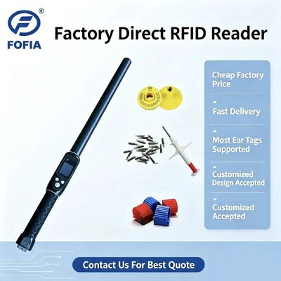 FOFIA Lettore di etichette auricolari RFID a lungo raggio impermeabile a lungo raggio Protocollo ISO11784/5 Distanza di lettura 30-100 cm PVC
