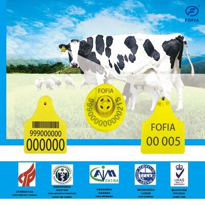 Etichette auricolari RFID UHF per animali di allevamento Etichette d'identificazione con microchip di plastica durevole per bovini pecore suini Animali