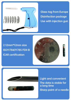 Fofia RFID 134.2kHz ICAR Certificato Microchip per Animali Tipo Split 2.12*12mm Modello ZS005 Materiale Impermeabile Nuovo 1.5 Anni