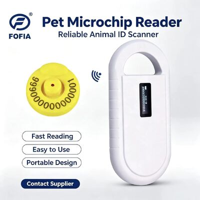 Lettore di microchip RFID per animali portatile Fofia PT160, plastica, 134,2 kHz, schermo OLED, batteria al litio USB, certificato CE, ISO