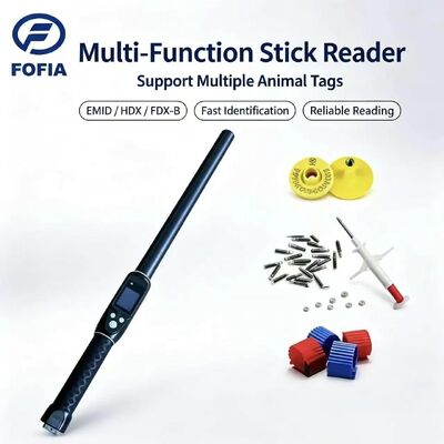 FOFIA Acque resistenti a lungo raggio 134,2 kHz RFID Ear Tag Reader ISO11784/5 Protocollo 30-100cm Distanza di lettura Materiale in PVC per l'agricoltura