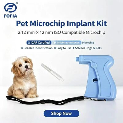 Fofia Nuova vendita a caldo RFID separato riutilizzabile134.2kHz Animal ID Microchip ZS005 Blu impermeabile uso per animali domestici Iniezione 1,5 anno