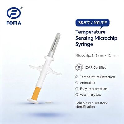Fofia HT001 Microchip RFID Bio-glass Bianco Certificato ICAR per Animali Domestici (Cani, Gatti) con Sensore di Temperatura, Impermeabile 1.5
