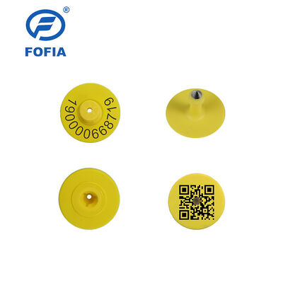 Nuove etichette auricolari elettroniche UHF impermeabili RFID in TPU da 5,7 mm gialle per animali ET933+T901 Chip Garanzia di 5 anni per uso bovino Fofia