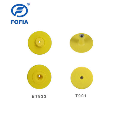 Nuove etichette auricolari elettroniche UHF impermeabili RFID in TPU da 5,7 mm gialle per animali ET933+T901 Chip Garanzia di 5 anni per uso bovino Fofia