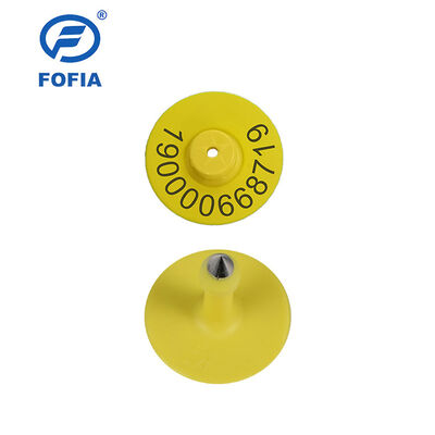 Nuove etichette auricolari elettroniche UHF impermeabili RFID in TPU da 5,7 mm gialle per animali ET933+T901 Chip Garanzia di 5 anni per uso bovino Fofia