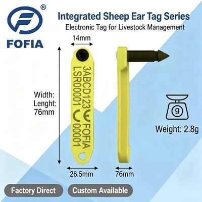 Nuovo Fofia HDX resistente alle alte temperature integrato anti-spargimento TPU laser-codificato elettronico ET969 ovino giallo RFID ear tag 1.5