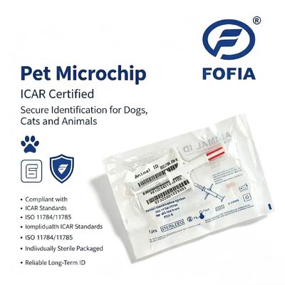Etichetta auricolare impermeabile Fofia Nuova RFID 134.2kHz Materiale PP per cani Microchip per uso agricolo Animale domestico Iniezione 1.5 Anni