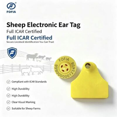 Fofia ET957+T967 Etichetta Elettronica Combinata per Ovini, Caprini e Bovini per il Tracciamento Elettronico di Animali, Nuova RFID TPU, Codifica Laser, 3 Anni