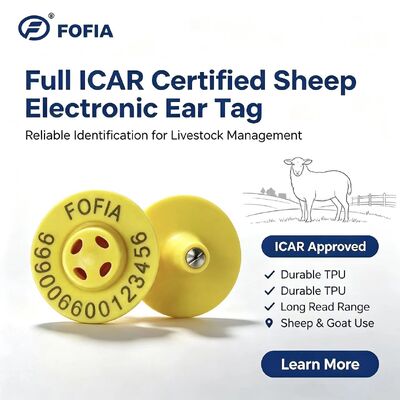 Etichette elettroniche di alta qualità ET957+T901 da 134,2 kHz in TPU per ovini, bovini e animali da fattoria, portata di lettura di 10 cm, -20~80°C, OEM