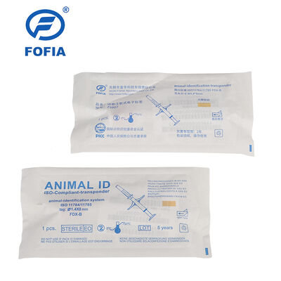 FOFIA ZS007 Certificato ICAR 134.2kHz RFID Ear Tag Microchip animale FDX/EM4305 IP67 impermeabile Bianco PP 1.4x8mm Cani Gatti Animali domestici