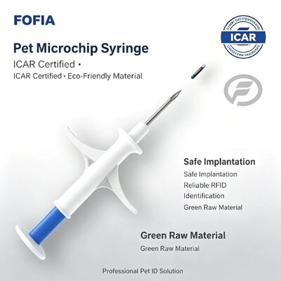 FOFIA ZS007 Certificato ICAR Microchip RFID per Animali 134.2kHz FDX/EM4305 Impermeabile IP67 Bianco PP 1.4x8mm Cane Gatto Coniglio Bovini Nuovo