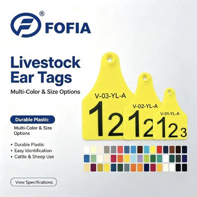 Etichette auricolari in plastica FOFIA nuove impermeabili per uso agricolo, etichette auricolari per bovini con chip di tracciamento animale numerato