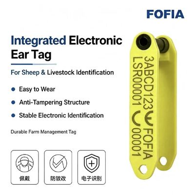 Fofia HDX ET969 Nuovo resistente alle alte temperature anti-spargimento giallo TPU laser-coded Sheep Ear Tag RFID chip animal tracking