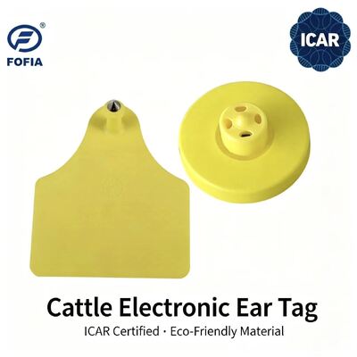 Nuovo FOFIA Full ICAR LF resistente all'acqua RFID TPU etichette d'orecchio da bovino giallo ET908+T905 EM4305 chip 5 anni di garanzia 14,5 mm