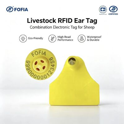 Acque resistenti resistenti Fofia Combinazione di pecore capra Chip elettronico di tracciamento degli animali Tag auricolare Nuovo RFID TPU Laser Coding Farm 3 anni