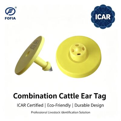 Etichetta auricolare per bovini Fofia Full ICAR Certified ET908+T901 Nuova gialla RFID TPU di alta qualità con garanzia di 1,5 anni