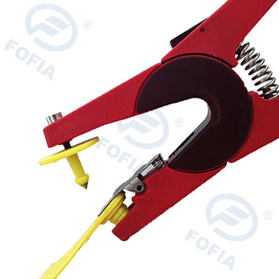 New FOFIA Red Aluminum Alloy RFID Farm Animal Ear Tag Applicator with Laser Coding for Cow Pig Sheep & Horse Ear Tags