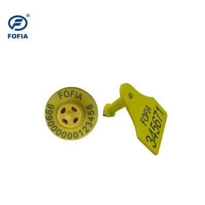 FULL ICAR Certified 134.2KHz FDX-B RFID TPU Material Yellow Sheep Cattle Ear Tag New Livestock Tracking ET957+T967 Fofia 5 Year