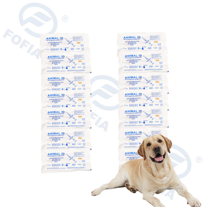 Numero del chip per animali Implantatore di microchip sterilizzato universale con 15 cifre Numero del chip di localizzazione per animali chip rfid per animali