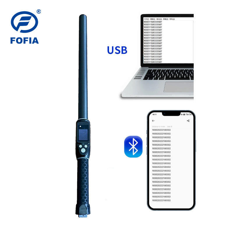 Lettore professionale di stick tag RFID per bestiame a lunga distanza PT290 con memorizzazione dati display OLED per lettura chip ID UHF / LF