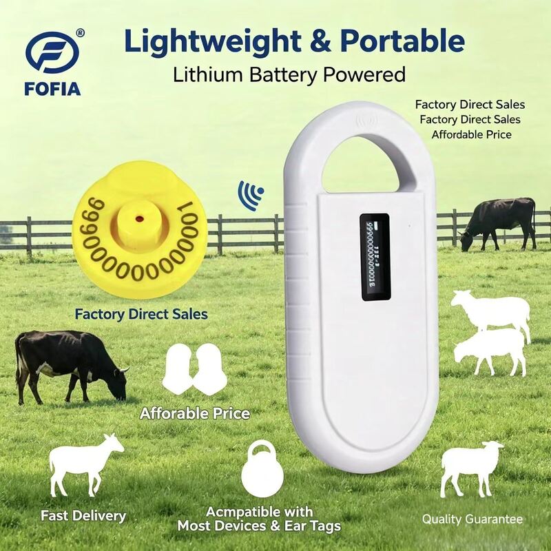 Scanner per microchip per animali con supporto per la lettura dei dati di microchip e di temperatura compatibile con i chip di temperatura della serie HT001