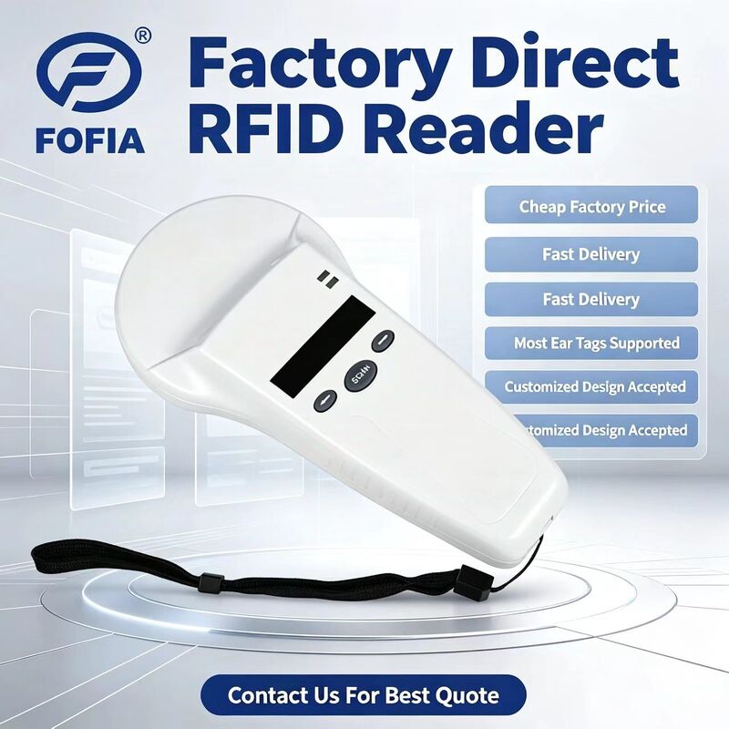 Lettore portatile RFID impermeabile con schermo OLED 128x32 USB per soluzione in plastica a lungo raggio per animali domestici e fattoria e ranch 125khz