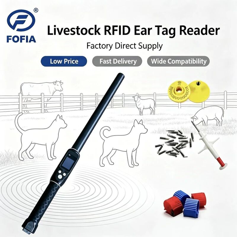 Durabile impermeabile a lungo raggio 134,2 kHz RFID Ear Tag Reader ISO11784/5 Protocollo 30-100cm Distanza di lettura PVC
