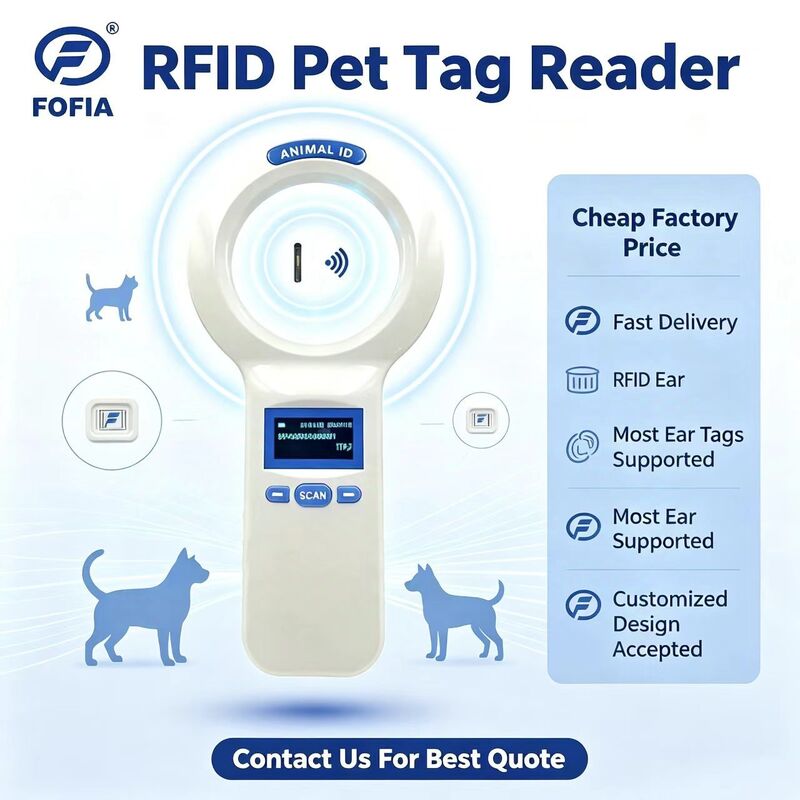 Lettore portatile in plastica PT200 RFID resistente con schermo OLED 128x64 ISO11784/5 Protocollo di lettura a lungo raggio per animali domestici e uso in azienda agricola