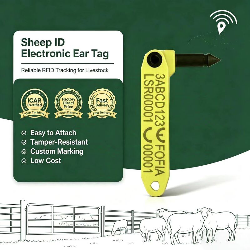 Fofia impermeabile resistente alle alte temperature integrato anti-spargimento elettronico T969 pecora gialla RFID ear tag TPU materiale RF