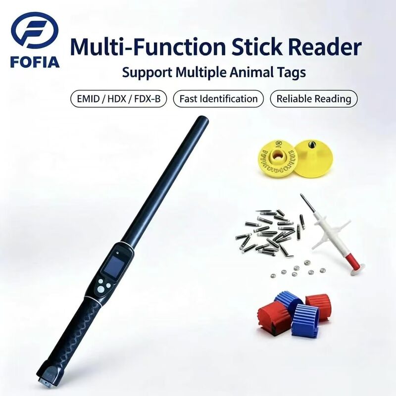 FOFIA Acque resistenti a lungo raggio 134,2 kHz RFID Ear Tag Reader ISO11784/5 Protocollo 30-100cm Distanza di lettura Materiale in PVC per l'agricoltura