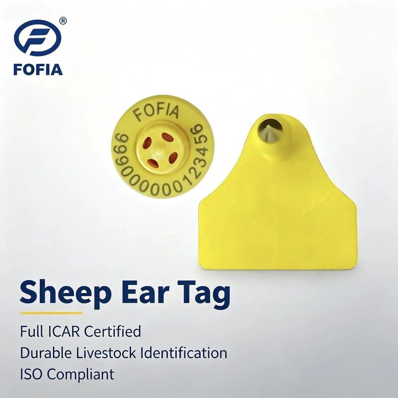 Fofia ET957+T967 Combinazione pecore capra Uso elettronico di fattoria Tracking Ear Tag Nuovo codice laser TPU RFID di alta qualità 3 anni