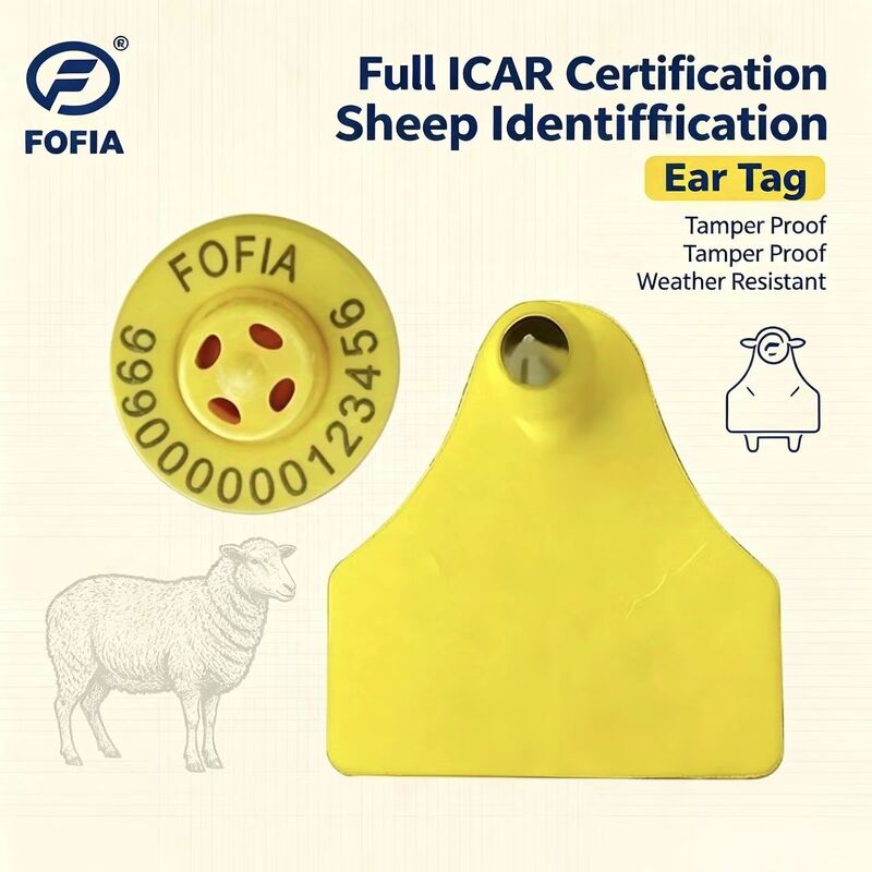 Fofia ET957+T967 Etichetta Elettronica Combinata per Pecore e Capre per il Tracciamento di Animali, Nuova RFID TPU di Alta Qualità, Codifica Laser, Durata 3 Anni