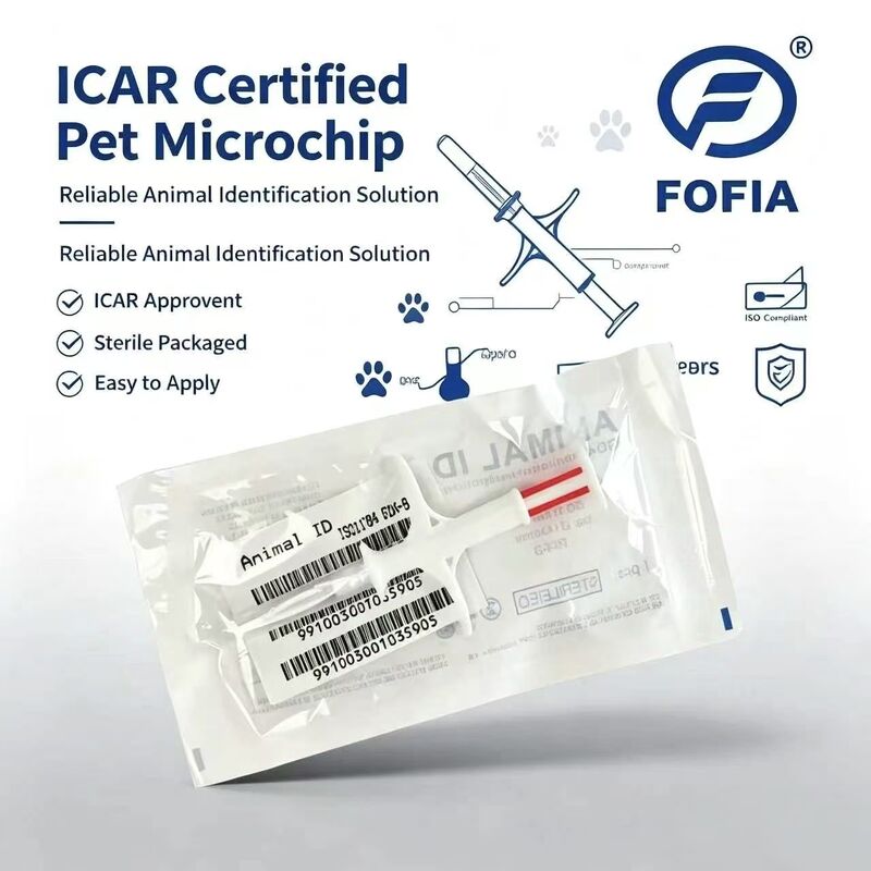 Durable Fofia New Hot Selling RFID 134.2kHz PP Material Dog ID Microchip Acquaproof Farm Usage Pet Injection 1,5 anni Tag orecchio